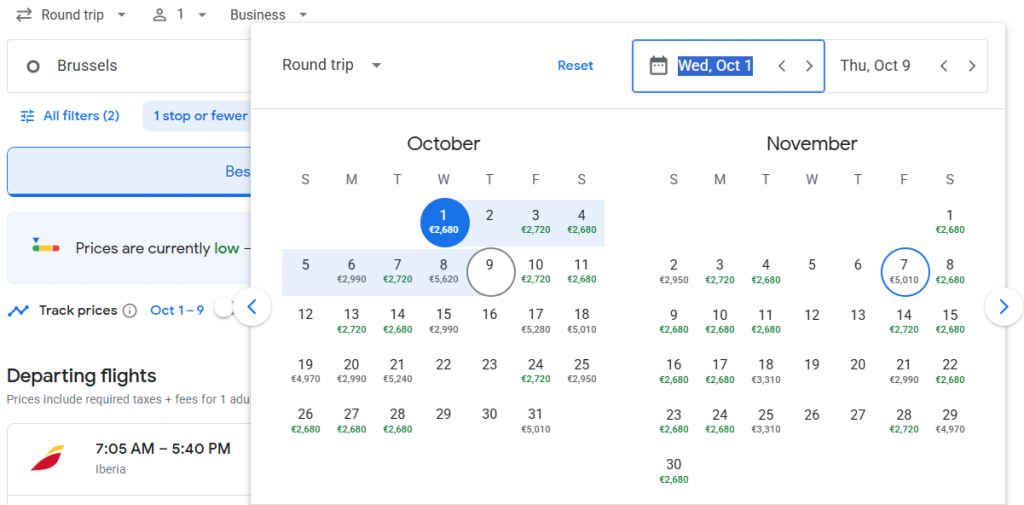 Business Class from Brussels to Rio de Janeiro