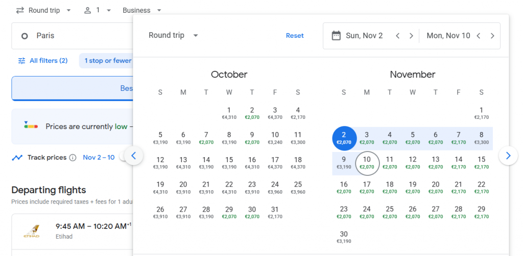 Business Class from Paris to Philippines