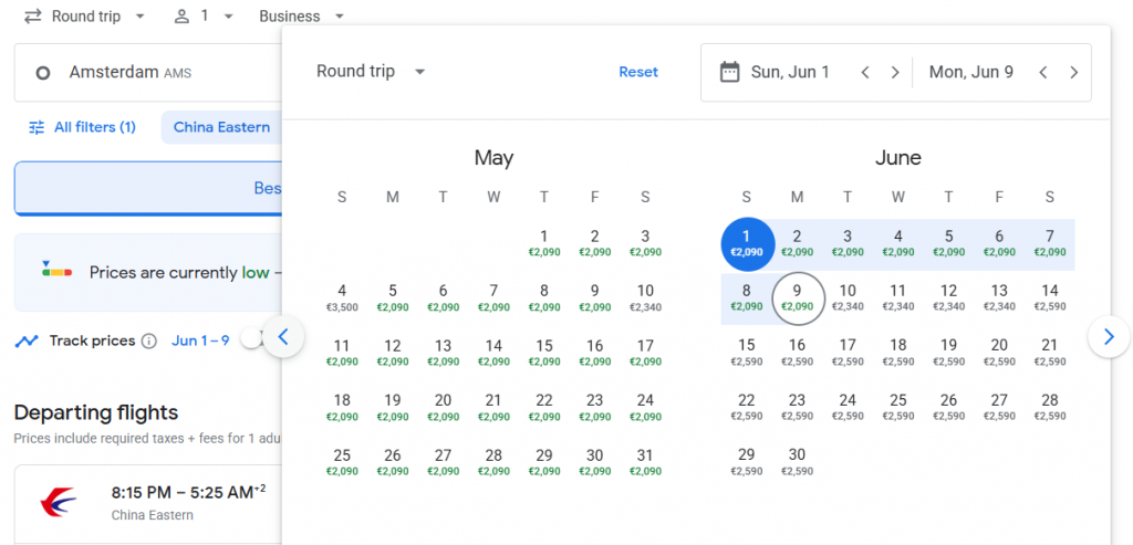 Business Class from Amsterdam to Singapore