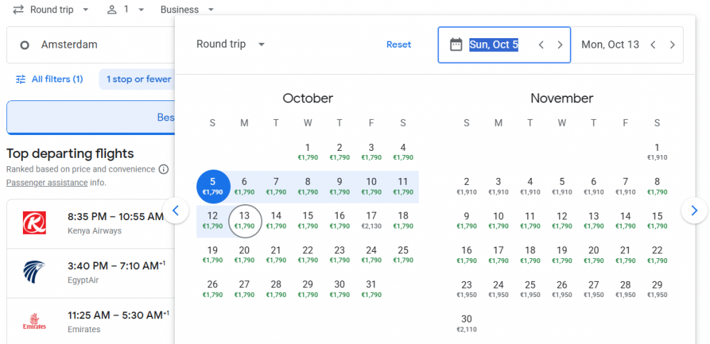 Business Class from Amsterdam to South Africa