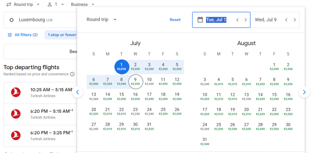 Business Class from Luxembourg to Thailand