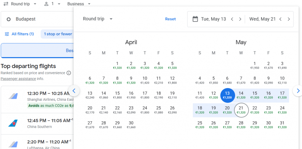 Business Class Suite from Budapest to China