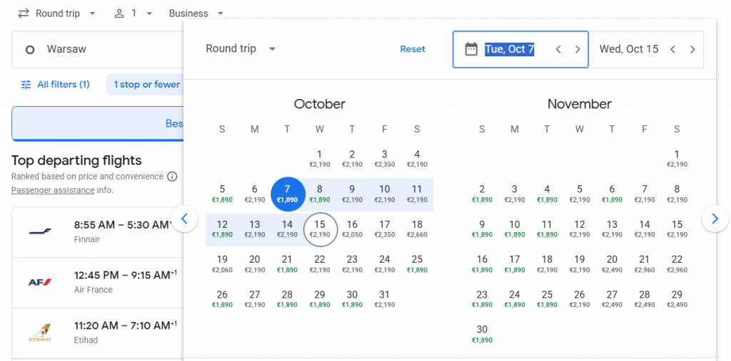 Business Class from Poland to Thailand