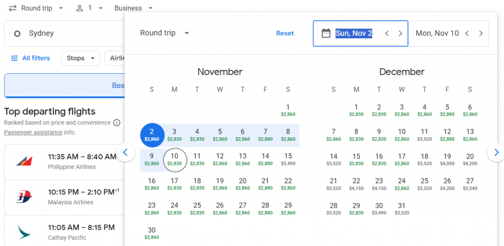 Business Class from Sydney to Taiwan