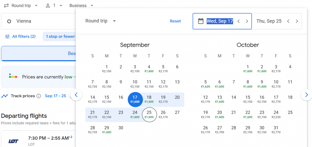 Business Class from Austria to India