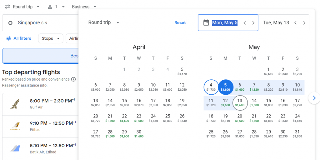 Business Class from Singapore to Athens
