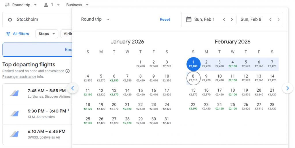 Business Class from Sweden to Dominican Republic