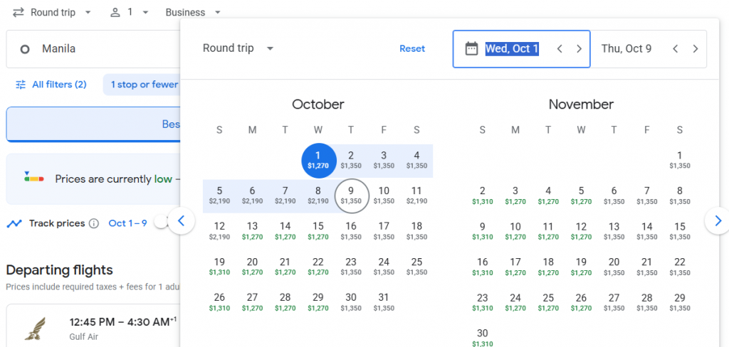 Business Class from Philippines to Egypt
