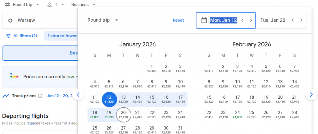 Business Class from Poland to Thailand