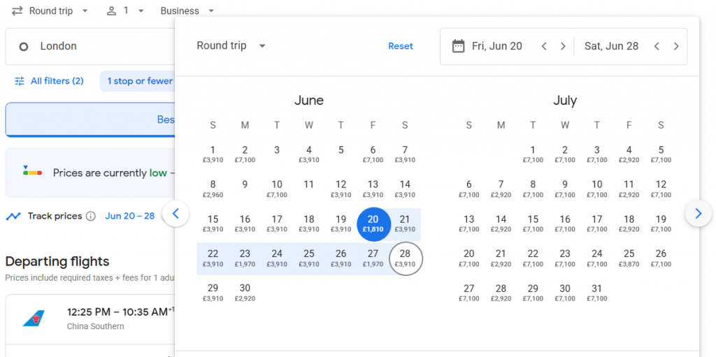 Business Class from London to Philippines