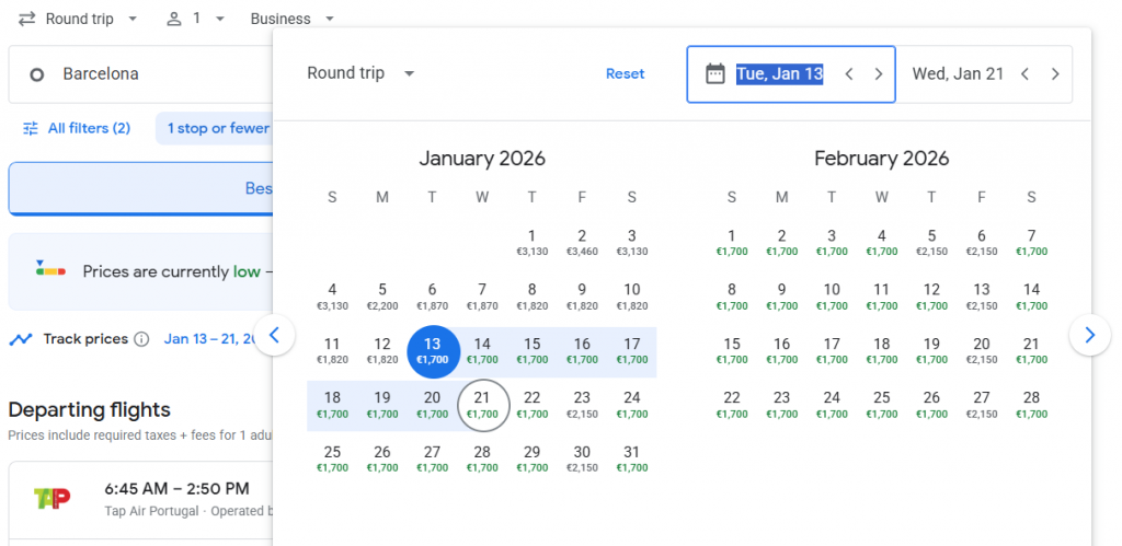 Business Class from Barcelona to Miami
