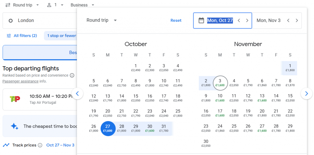 Business Class from London to Rio de Janeiro