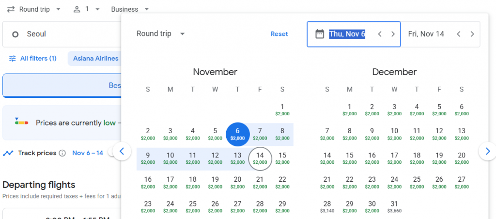 5* Business Class from South Korea to Seattle