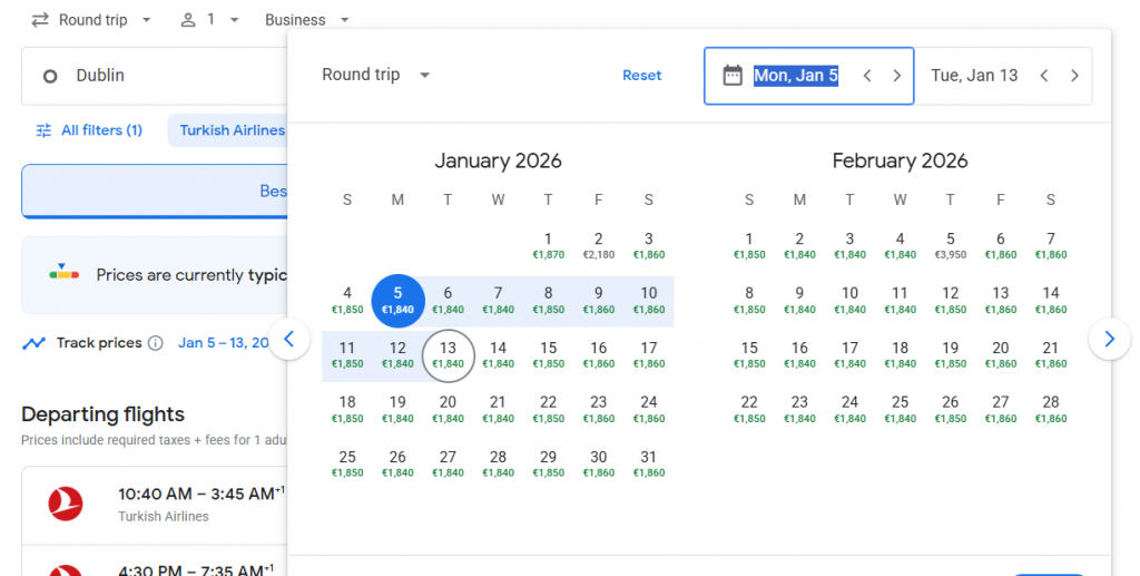 Business Class from Dublin to Mexico City