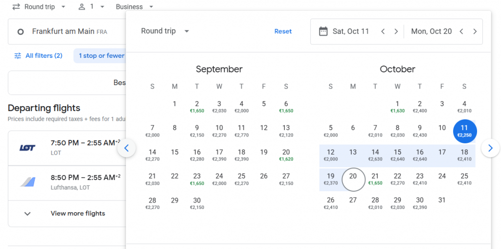Business Class from Germany to India