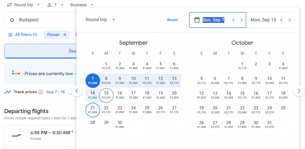 Business Class from Budapest to Thailand