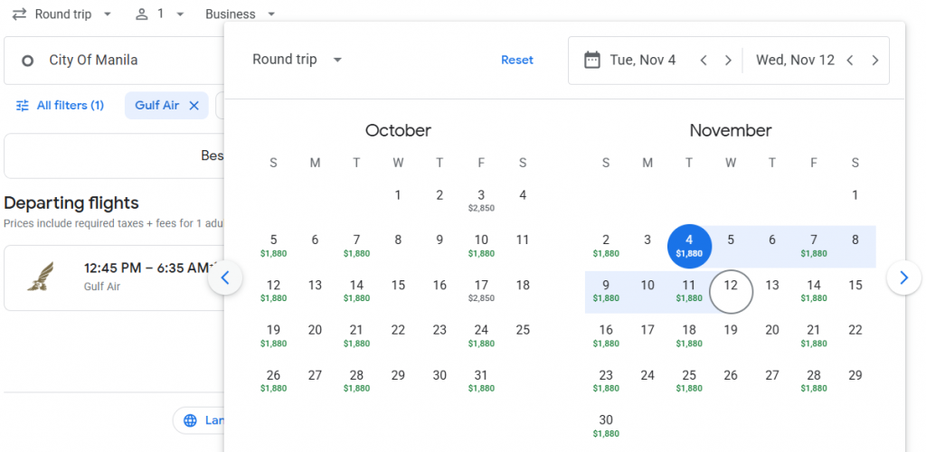 Business Class from Philippines to Rome