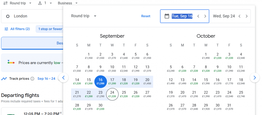 Business Class from London to Dubai