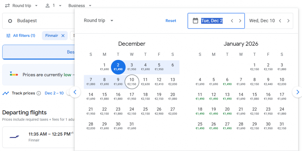 Business Class from Budapest to South Korea