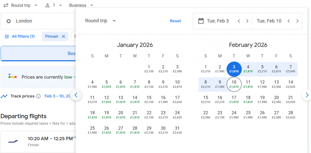 Business Class from London to South Korea