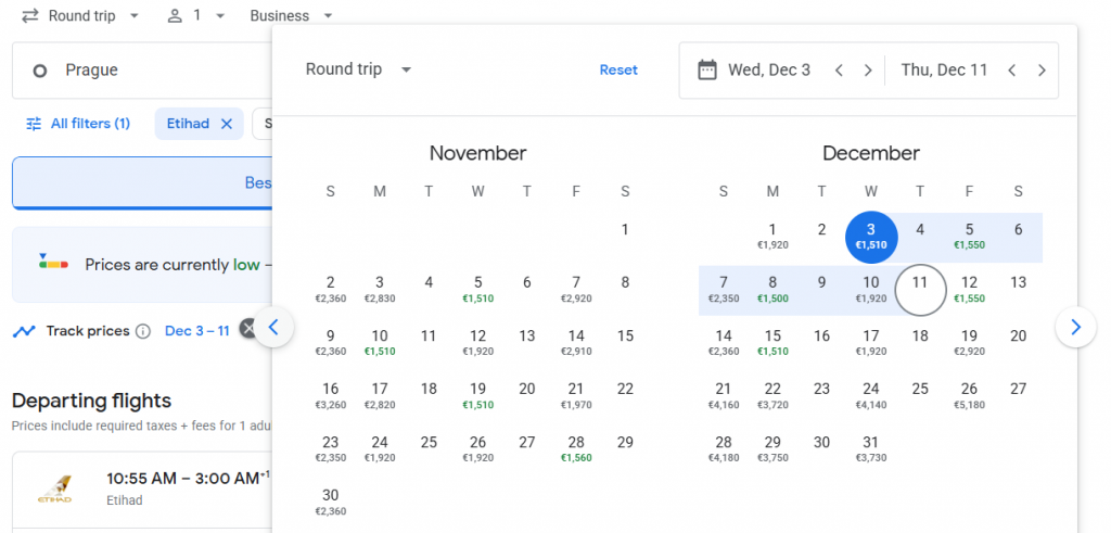 Business Class from Prague to India