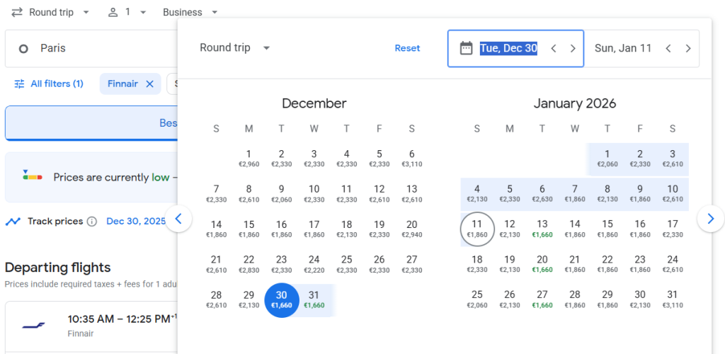 Business Class from Paris to Seoul