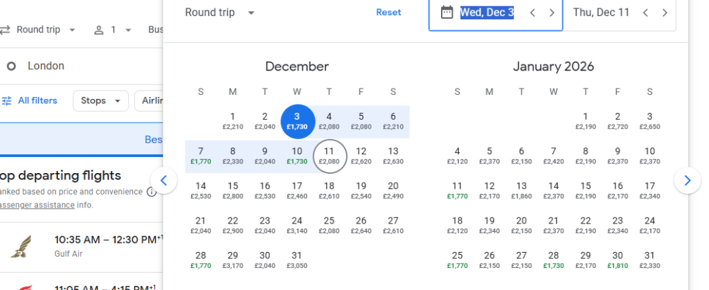 Business Class from London to Singapore
