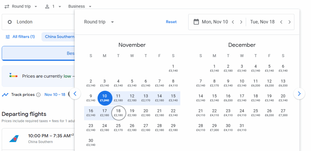 Business Class from London to Bali