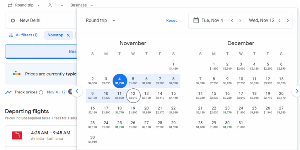 Business Class from New Delhi to Frankfurt