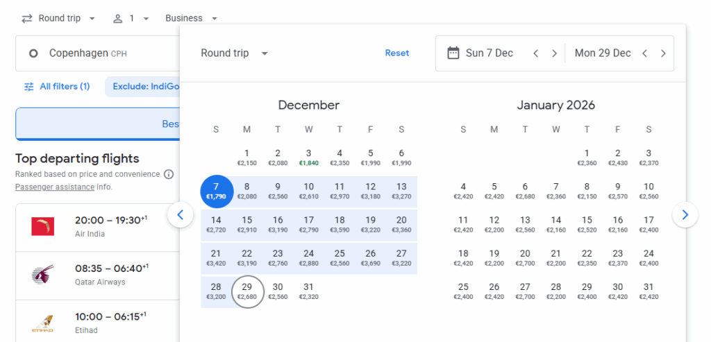 Business Class from Copenhagen to Phuket