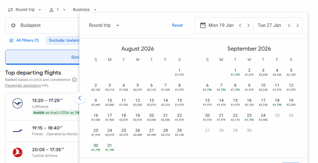 Business Class from Budapest to Singapore