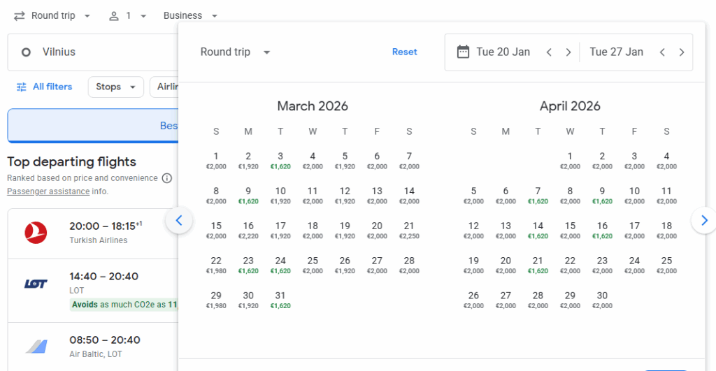 Business Class from Lithuania to Toronto