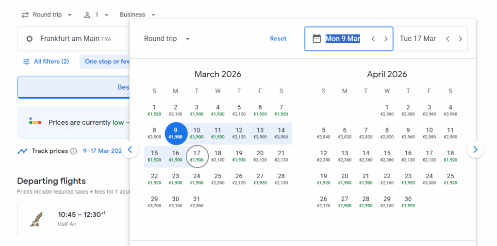 Business Class from Frankfurt to Singapore