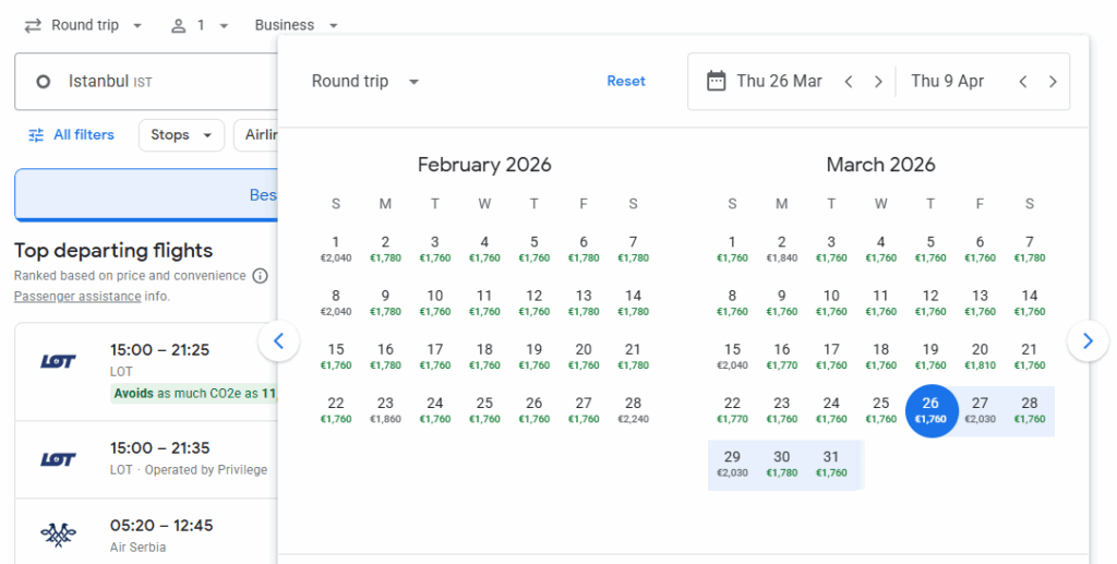 Business Class from Istanbul to New York