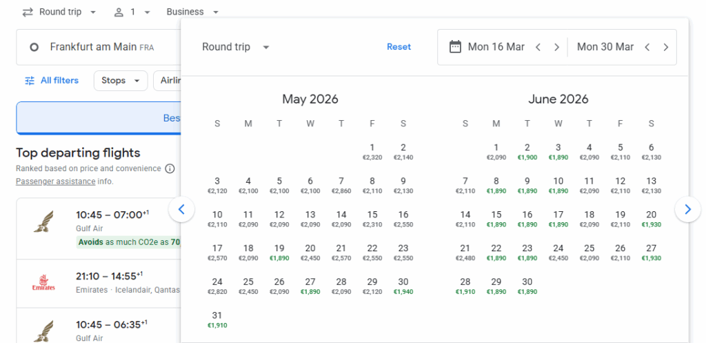 Business Class from Frankfurt to Maldives