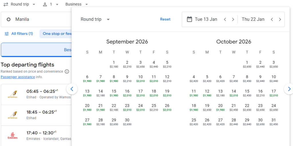 Business Class from Philippines to Copenhagen