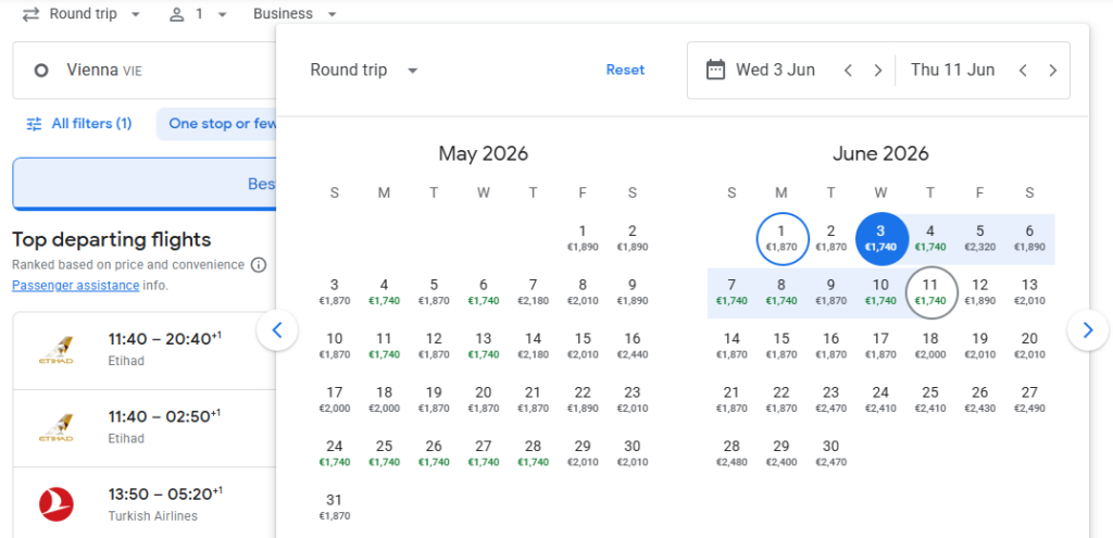 Business Class from Vienna to Sri Lanka