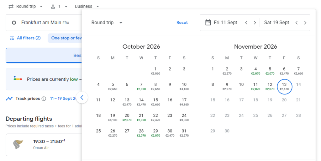 Business Class from Frankfurt to Manila