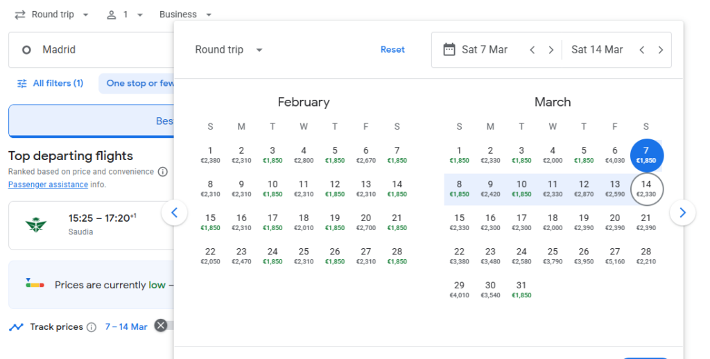 Business Class from Madrid to Indonesia