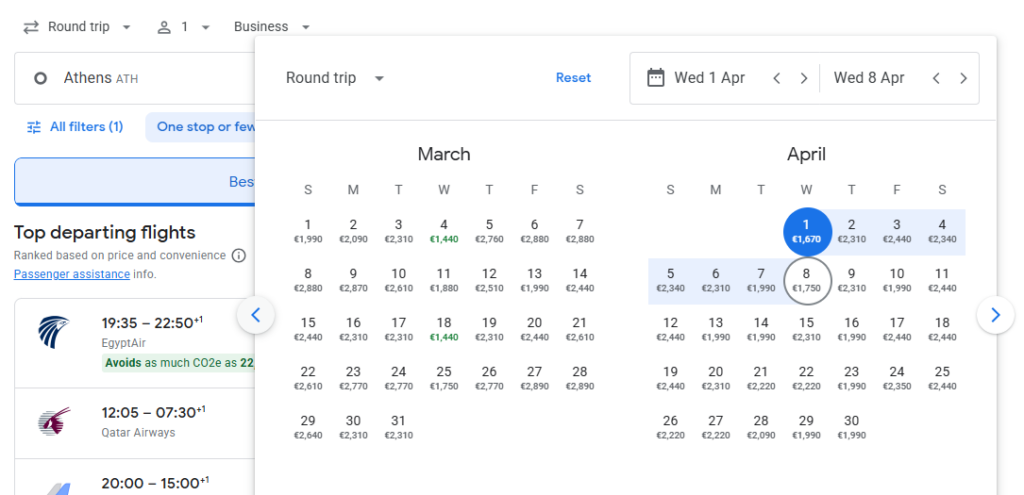 Business Class from Athens to Jakarta