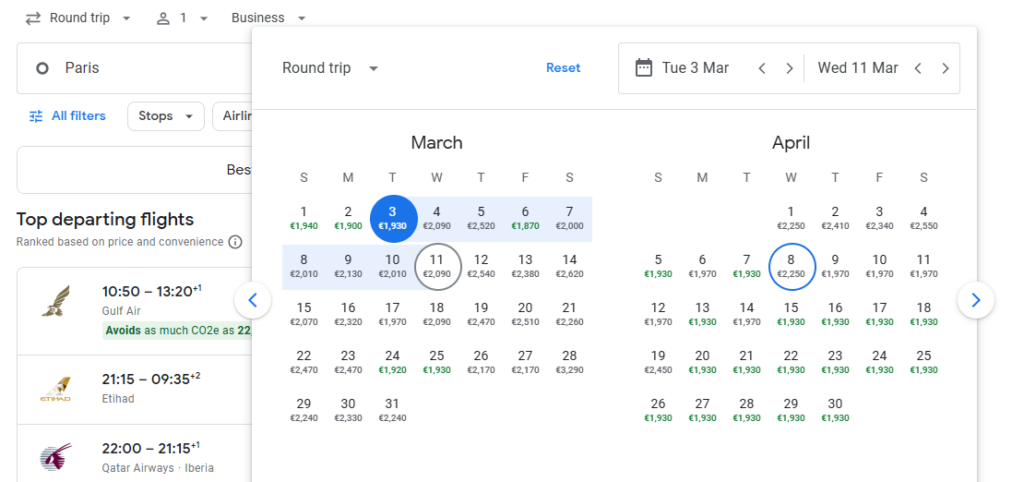 Business Class from Paris to Singapore