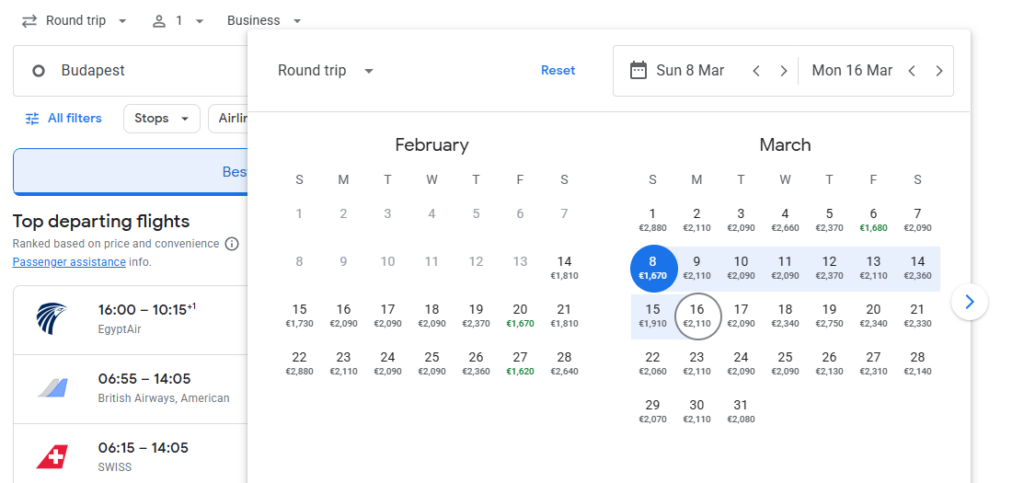 Business Class from Budapest to New York
