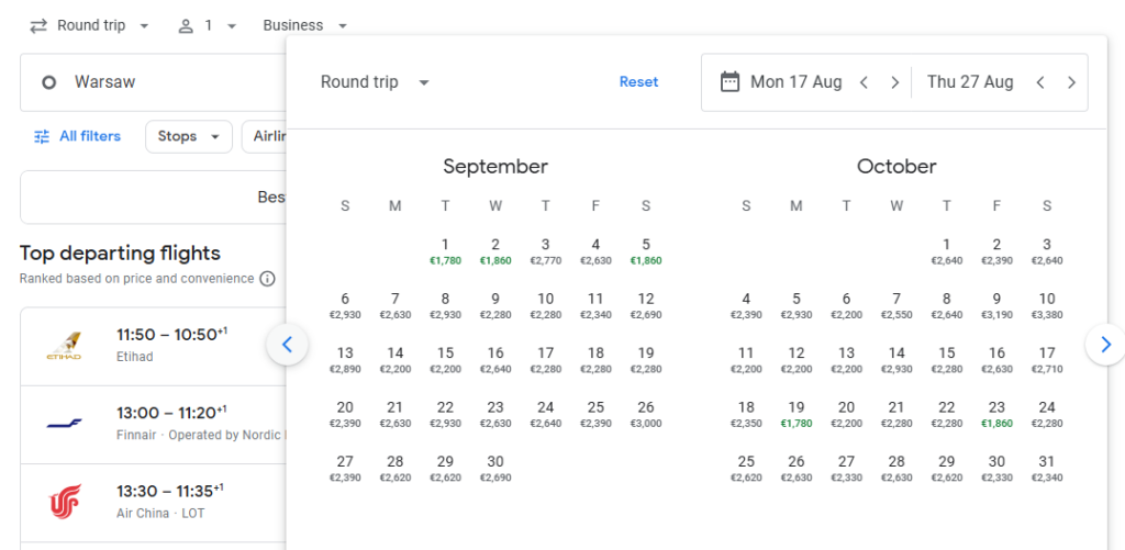 Business Class from Poland to South Korea