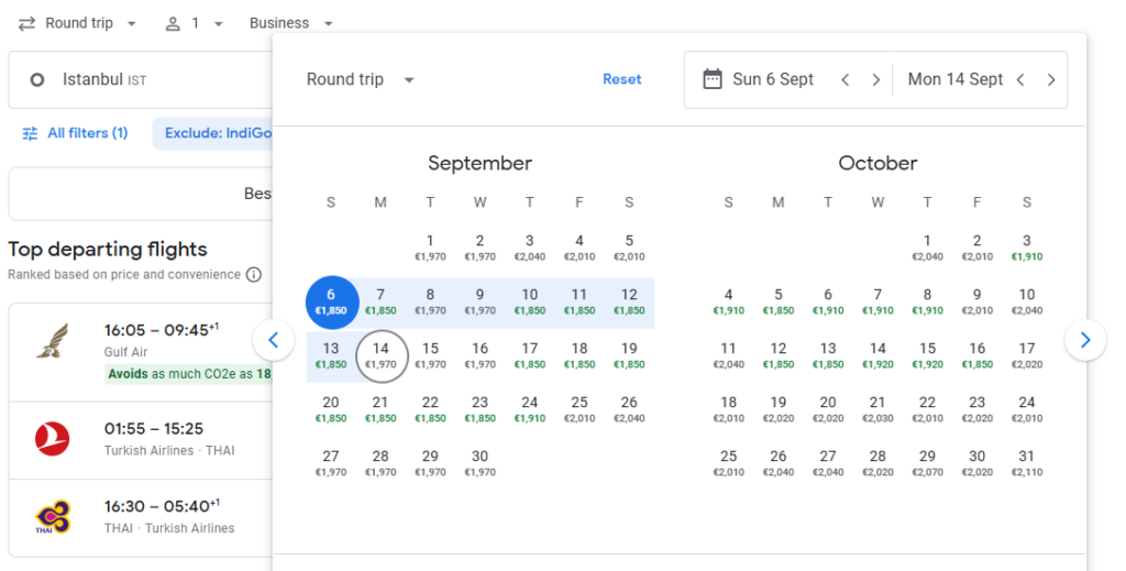 Business Class from Istanbul to Bangkok