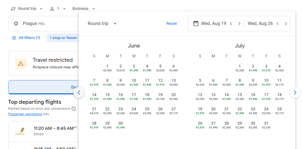 Business Class from Prague to Beijing
