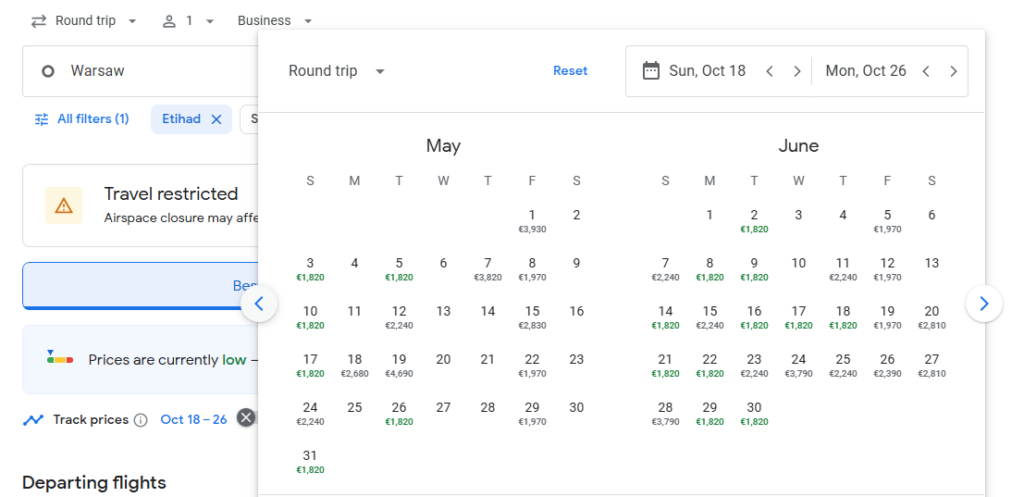Business Class Suite from Poland to South Korea