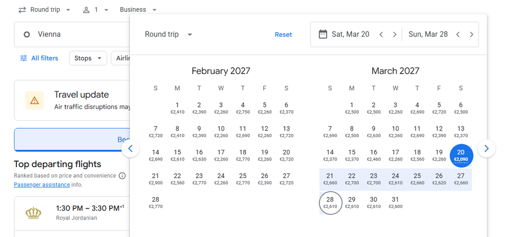 Business Class Suite from Vienna to Bangkok